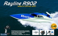 Ferngesteuertes Rc Boot RAYLINE 28km/h R902 Tiger-Shark High Speed Boat blau Neu
