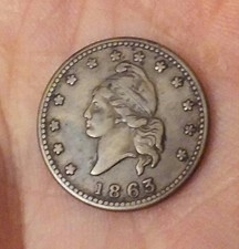 1863 Civil War Army & Navy Token. Free Shipping!