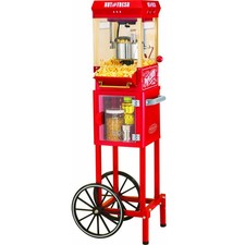 Red 48" Popcorn Machine w/ Storage Cart Stand, Stainless Steel Kettle Oil Popper