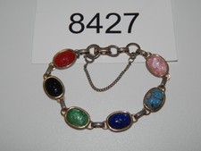 Vintage Jewelry Bracelet Gold Tone Scarab Beautiful 8427