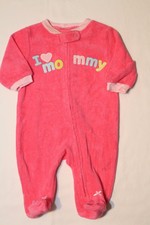 EUC Carter's Girl's Pink "I Love Mommy" Terry Footed Sleeper Newborn