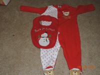 Tender Kisses Sleeper Baby First Christmas and bib Size 0-6 Months