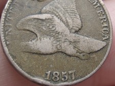 1857 Flying Eagle Penny Cent- Fine/Vf Obverse Details