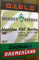 Spielplakat - 20.12.1998 - Werder Bremen vs. Hertha BSC Berlin + Sammler +