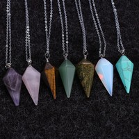 Natrural Edelstein Crystal Pendel Heilung Radiästhesie Reiki Chakra Anhänger 