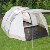 skandika Alavu 4 Personen Campingzelt Familienzelt Tunnel Moskitonetz beige NEU
