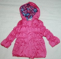 TODDLER Girls PUFFY Hooded WINTER COAT Jacket PINK PLATINUM Flower Lined 12 Mo