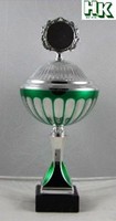 1 Pokal, Pokale, Einzelpokal  33,8 cm in silber / grün inkl. Gravur u. Emblem