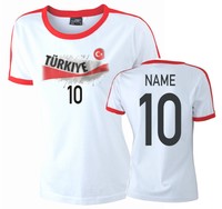 Türkei Fan T- Shirt Damen, Fan Trikot mit Wunschname u. Nummer, S- 2XL     