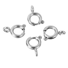 25Pc Dull Silver Tone Stainless Steel Findings Spring Ring Clasps 5mmx1.4mm