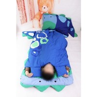 Cartoon Child Boy Girl Big Sleeping Bag Sheet Slumber Bag w/Pillow blue dinosaur