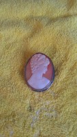 ANTIQUE STERLING CAMEO BROOCH/PENDANT