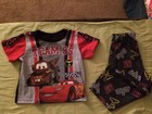 BOY TODDLER TWO PIECE PAJAMAS PJS NADER CARS RED AND BLACK USED SIZE 3T