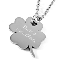 Formschöner Ketten-Anhänger Kleeblatt mit Gravur aus Edelstahl 