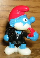 Ü-Ei Olympiade der Schlümpfe Schirischlumpf Schlumpf 1984 glasig VARIANTE