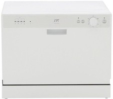 SPT Countertop Dishwasher, White 6 Wash Cycles, Delay Start, Portable ...
