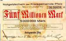 1923 Germany Phalz 5000000 / 5 Million Mark Banknote