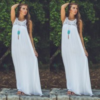 Sommer Maxikleid Boho Ethno Coachella Hippie Folklore Festival Babydoll Strand