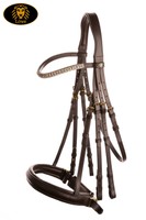 Kandare braun Warmblut Messingschnallen schwed RH Ohrenausschnitt Glitzer