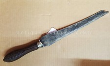 1890s antique victorian English Wood Handle Bread Knife walnut? Carved Handle