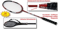 Badmintonschläger "Profi" rot/schwarz, Anti-Shock, neu