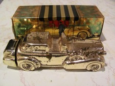 Vintage Avon Solid Gold Cadillac Decanter w/Leather After Shave - NrMib!