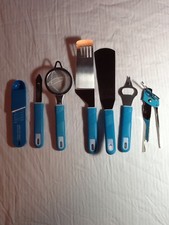 Stainless Steel With Plastic Handles Kitchen Tool Set 7 Piece  (New, Turquoise)