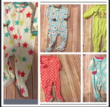 Carters Girl 12 Months 5 pc Lot Fleece Footed Pajamas Sleepers Footie
