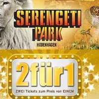SERENGETI PARK HODENHAGEN 2 Für 1 FREIKARTE FÜR DEN FAHRER gültig bis 30.10.2016