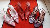 3 Paar Damen Schuhe Gr. 39/40 Pumps, Slingpumps, Riemchensandalen, Mehrfarbig