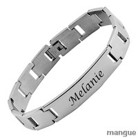 Armband Edelstahl mit Diamantgravur 21 cm - Gravur nach Wahl  Damen/Herren - NEU