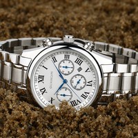 GUANQIN Herrenuhr Quarz Armbanduhr Wasserdichte Edelstahl-Uhr Geschenk mit Box