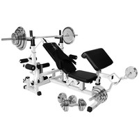Hantelbank mit 108kg Hantelset Chrom Kraftstation Fitnessstation Trainingsbank