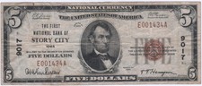 $5 Nat'l Currency, 1929 Ty 1, Ch9017, First Nat'l Bank, Story City, Iowa