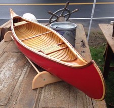 5' Salesman Sample Red Canoe Burt Libby Camps Old Town Wood Canvas Traditional