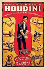 1920's Harry Houdini Classic Handcuff Magic Poster - 20x30