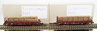 2x Roco Rungenwagen mit Holzladung DB Güterwagen Spur N 2-Achser