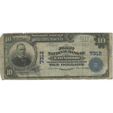 1902 $10 National Banknote Edinboro Pa Charter #7312 Vg