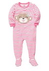 NWT Carter's Girl Pink Monkey Microfleece Fleece Sleeper Pajamas 2T 4T New 