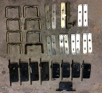 8 Stk. Klinken, kompl. mit Langschildern & Schlösser, Bauhaus, Gropius 