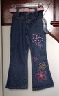 NWT! *Gasoline* Girls Fancy Floral Design Bootcut Jeans w/Belt- Size 5
