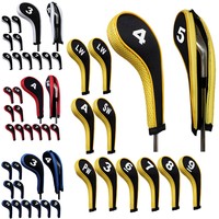 12x Golf Eisen Kopf Abdeckung Schlägerhaube Lange Zipper Putterkopf Hüllen Set