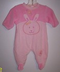 BRIGHT FUTURE 0-3 MONTH GIRLS PINK VELOUR SLEEPER BUNNY BUTTERFLY