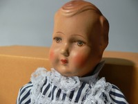 Schöne PUPPE Pappmaschee original Kopf / Körper Stoffkörper Ok Mädchen Doll