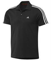 New Mens Adidas Essentials Climalite 3 Stripe Polo Shirt T-Shirt - Black