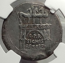 AUGUSTUS 19BC Silver Cistophoric Teradrachm Pergamon ARCH Roman Coin NGC i59099