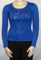 Milano Design Damen-Shirt mit Pailletten blau Gr. 36 - 50 