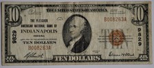 1929 National Currency $10 Fletcher American Nat'l Bank, Indy, Charter #9829