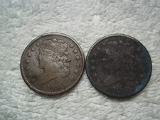 1835 Half Cents U.S. (lot of 2 coins) well circulated #3.45.33
