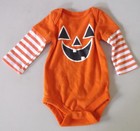 Long Sleeve Pumpkin One-piece Orange Cotton/Polyester Size 3-6 Months 
